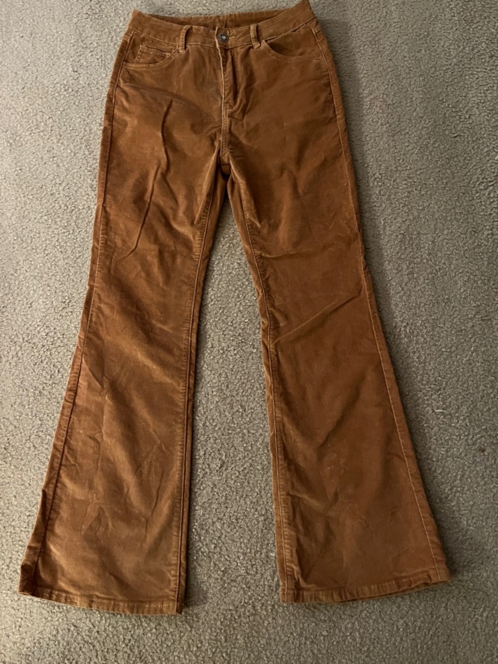 Rust Brown Corduroy Flared Pants